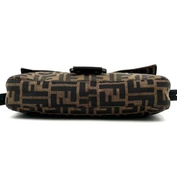 Authentic FENDI Zucca Mamma Baguette Canvas Leather Shoulder Bag Brown - Picture 2 of 11